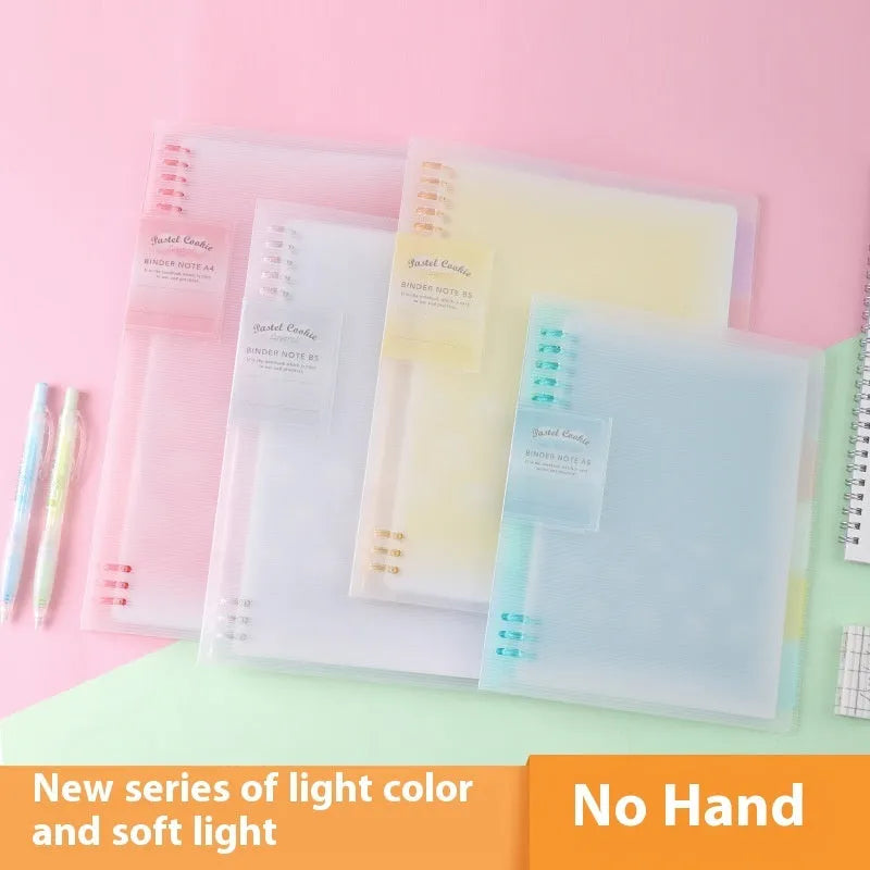 Refillable B5 spiral notebook with coloured PP cover and loose-leaf paper