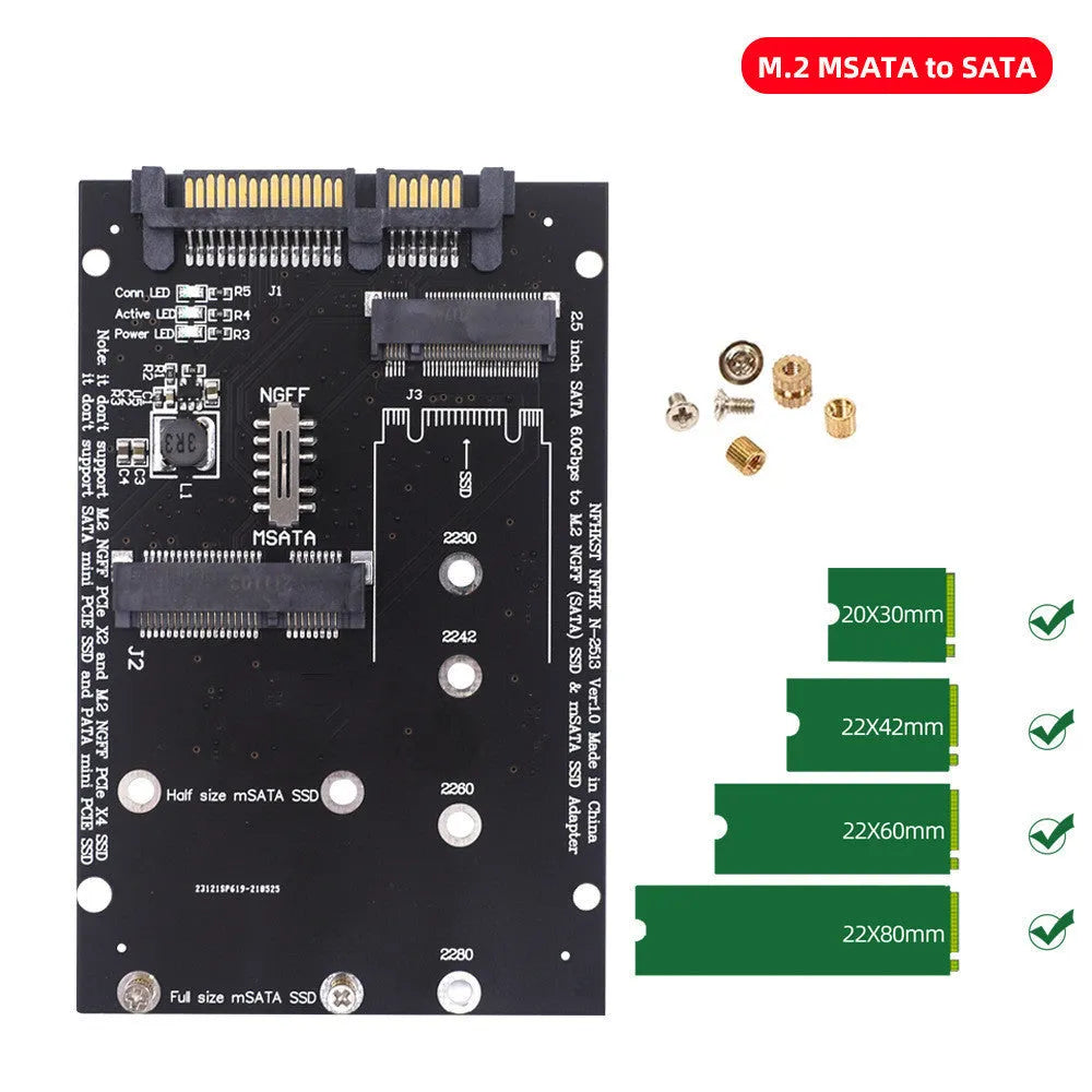 SATA3 to M.2 NGFF SSD adapter conversion card on blue background