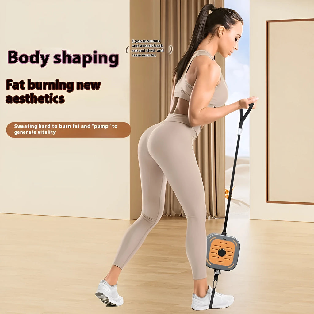 Adjustable power pump chest expander in orange or navy blue for home strength training