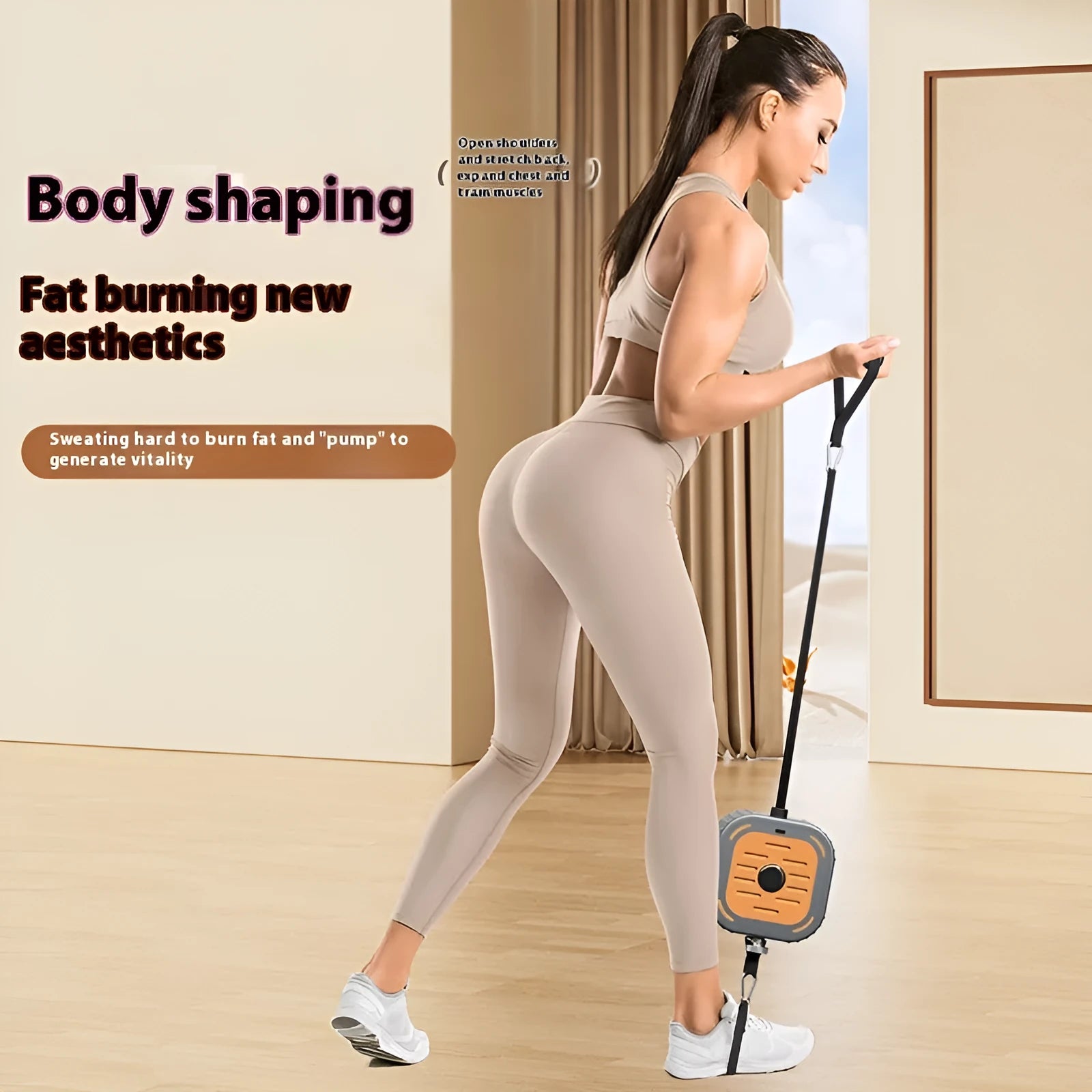 Adjustable power pump chest expander in orange or navy blue for home strength training