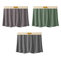 Pack of three men's loose fit solid colour underwear in ice silk fabric.
