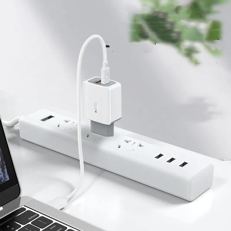 White European standard fast charge charger set with USB interface and compact charging head