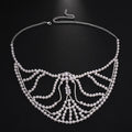 Geometric rhinestone mask with alloy patchwork design in silver or gold electroplated finish