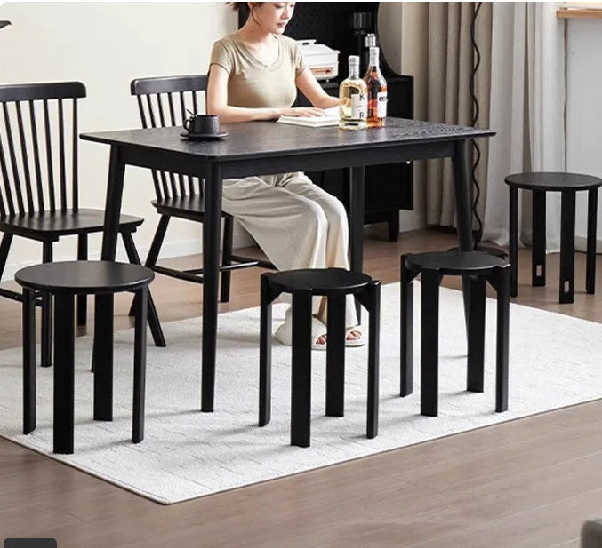 Stackable round iron dining stool in modern design with custom graphics option
