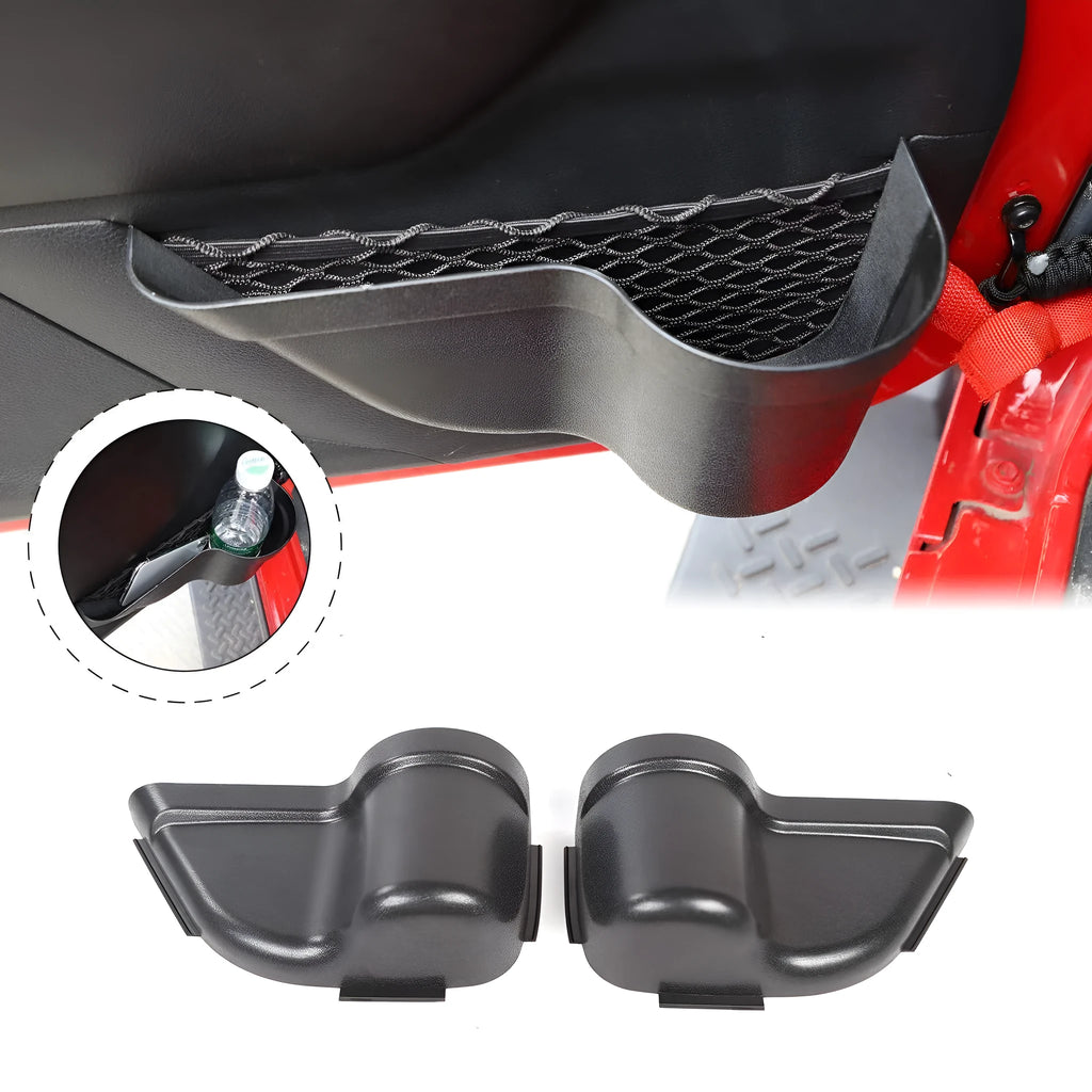 A pair of black aluminium alloy storage boxes designed for car seat back pockets.
