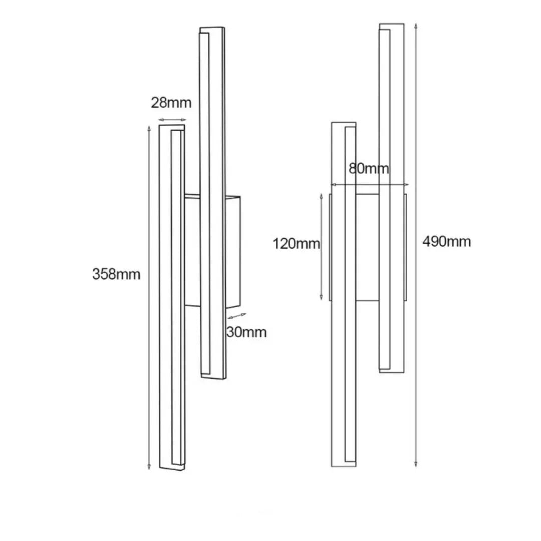 500mm gold double line wall lamp with modern design for hotel and staircase lighting
