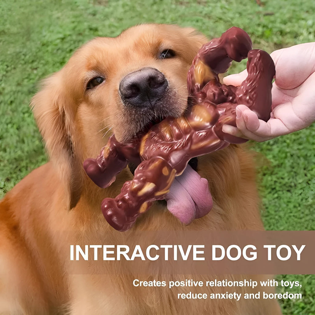 Scarlet nylon dog chew toy with beef flavour for aggressive chewers