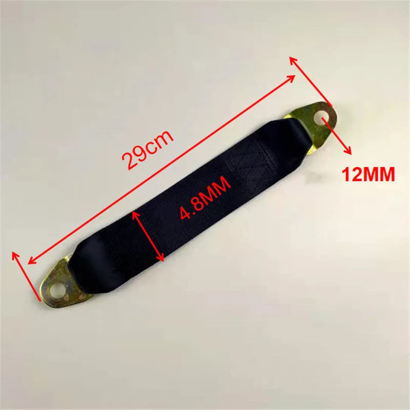 Polyester door latch and stop belt with optional screws and nuts for universal door installation