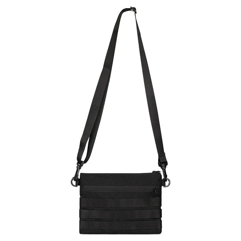 Black Oxford cloth portable outdoor organiser kit measuring 18cm by 3.5cm