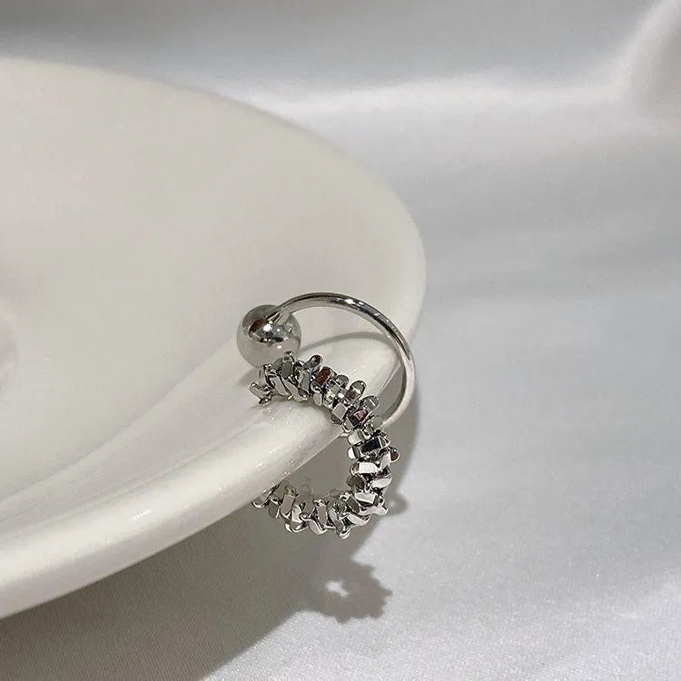 Women's alloy clip-on earrings with geometric irregular frosty design