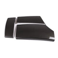Three black ABS armrest box protective covers with a shiny carbon fibre weave pattern.