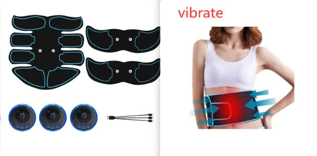 Abdominal muscle patch electronic massage device with digital display and charging functionality