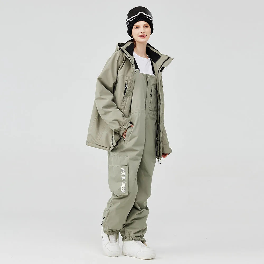 Blue and black unisex waterproof winter ski suit for snow sports