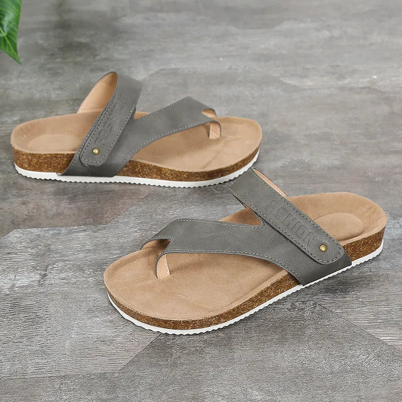 Flat toe ring thick-soled flip-flops in artificial PU with foam sole, shown in blue colour