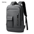 Men's lightweight Oxford cloth backpack in dark grey, shown from the front.