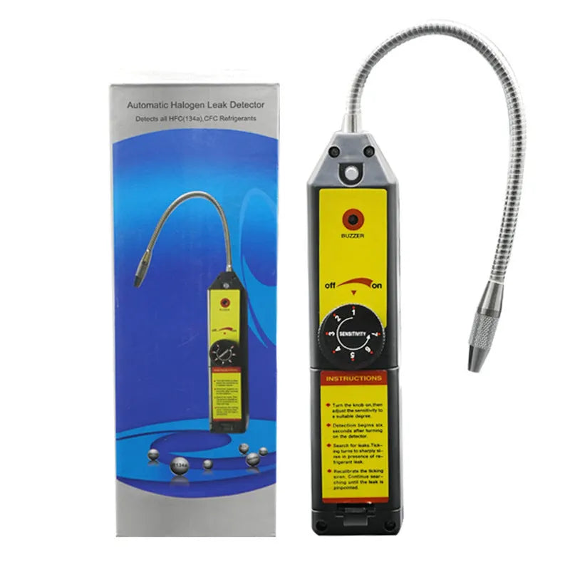WJL-6000 halogen electronic leak detector with 20cm probe on a workbench.