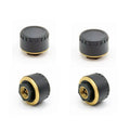 Set of four black Bluetooth tyre pressure monitor sensors for car wheels