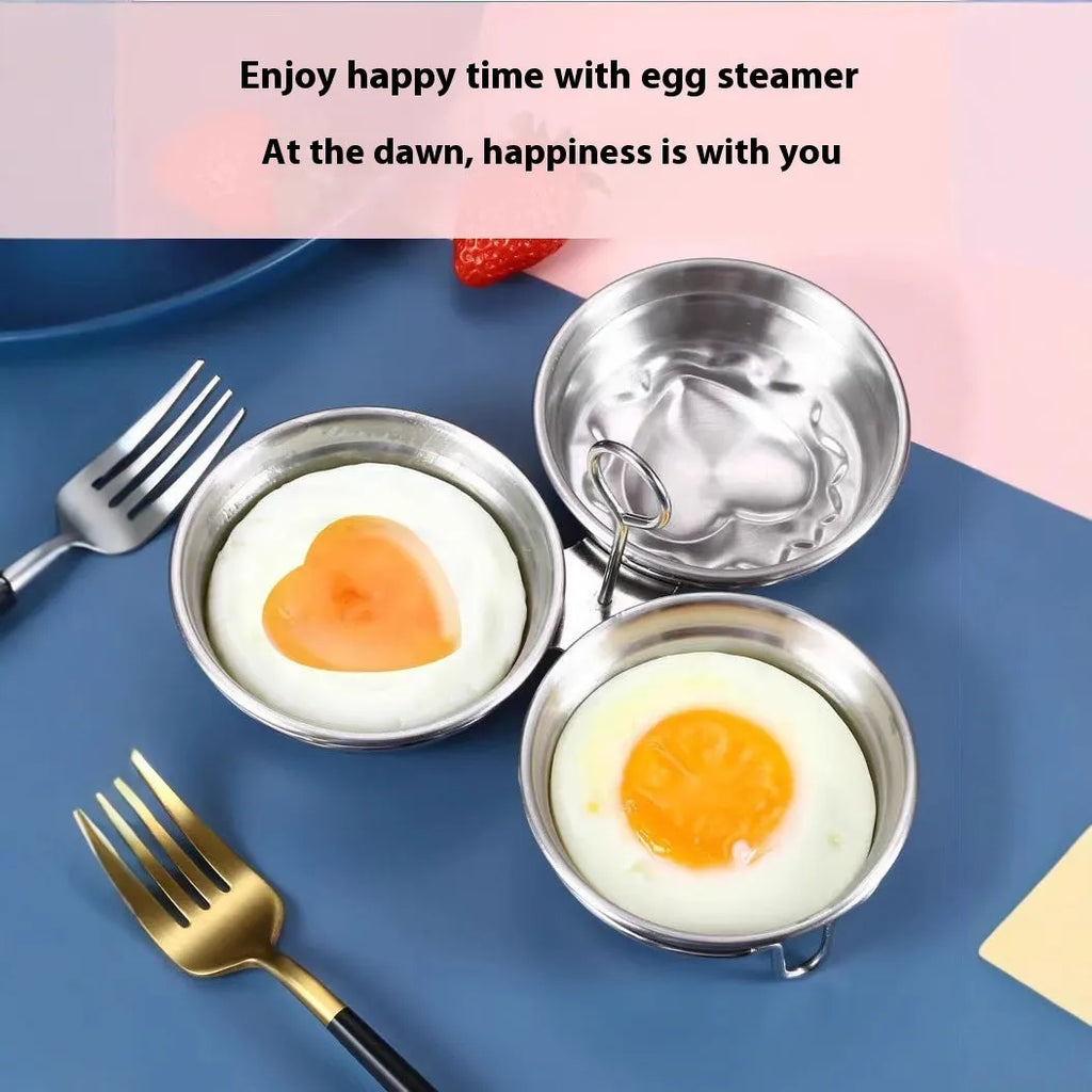 Mini heart-shaped stainless steel egg steamer for boiling individual eggs