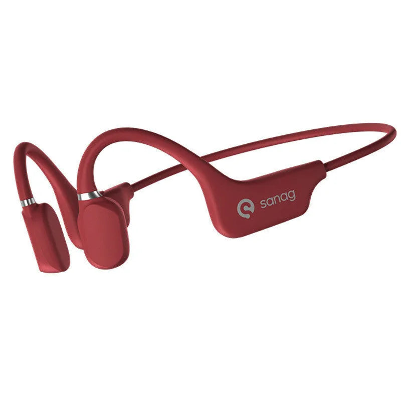 Bone conduction Bluetooth sports headset in hanging neck design, shown in one of six available colours.