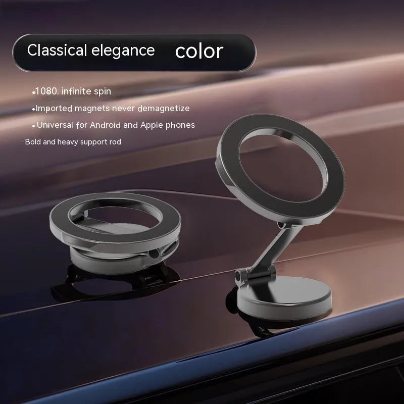 All-metal magnetic car phone mount in Qian colour on vehicle dashboard