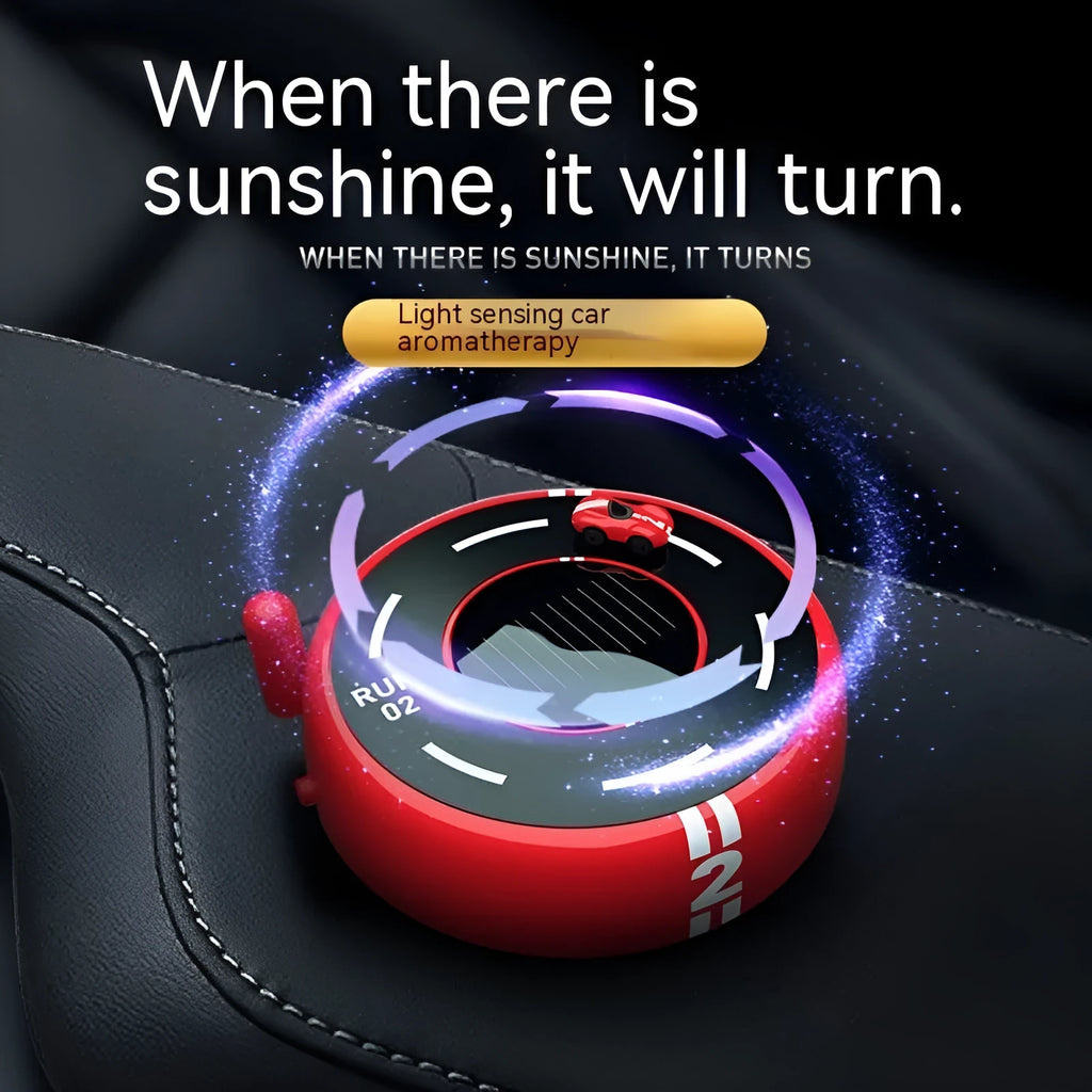 Round solar car perfume diffuser with USB charging port in black colour