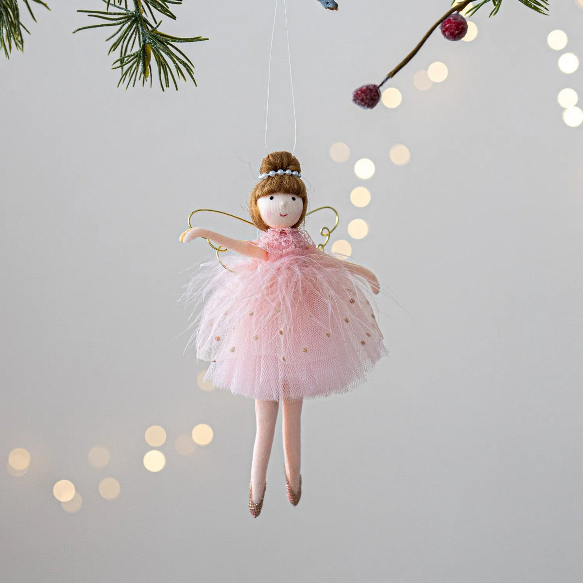 Plush ballet girl doll pendant charm in pink and white colour options with cloth construction