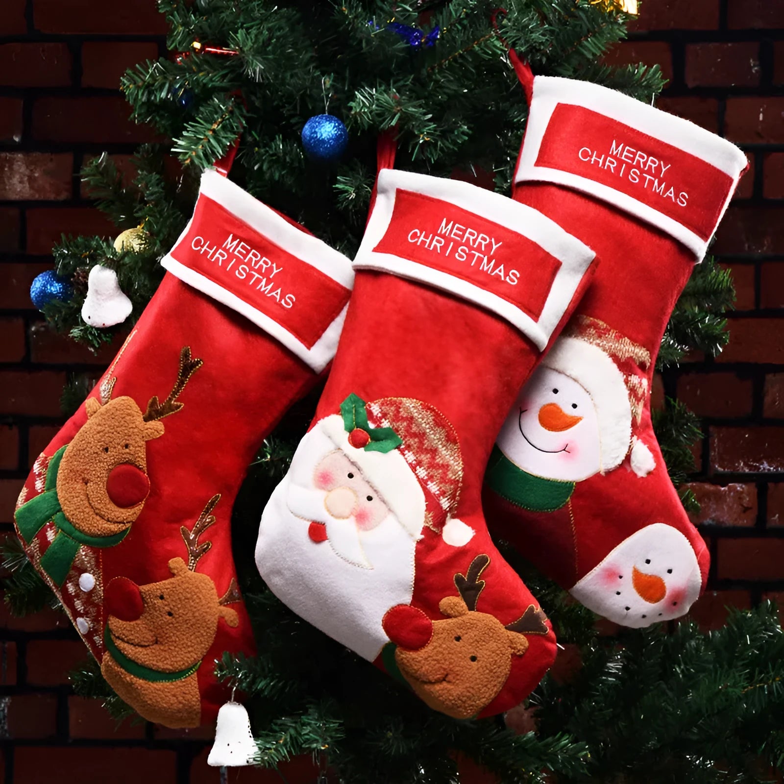 Non-woven fabric Christmas candy bag ornament with snowman design hanging as decoration