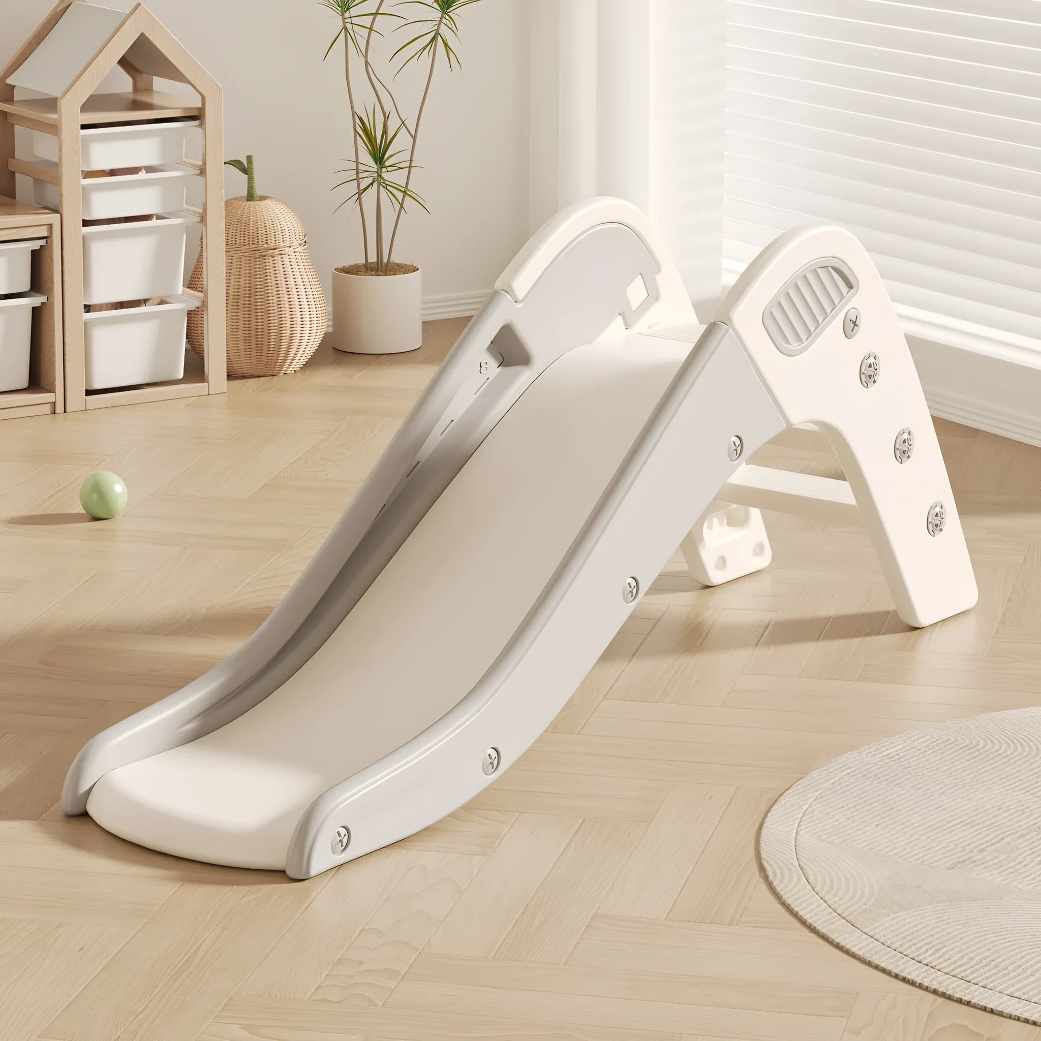 Small plastic baby slide in blue colour for toddlers under 3 years with crawling and coordination training