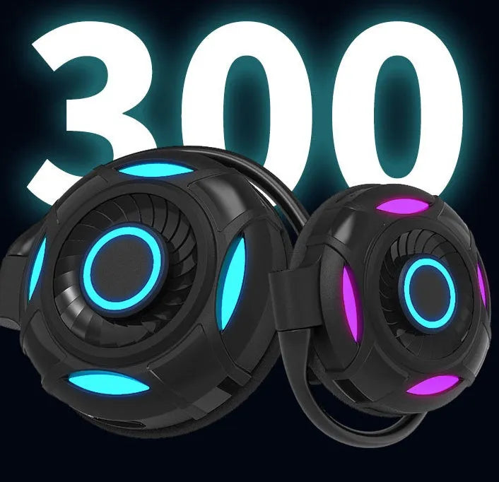 Black Bluetooth gaming earphones with hanging ear type design and USB charging cable