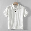 Men's loose fit cotton linen shirt in beige, light grey, navy blue, or sky blue colour options