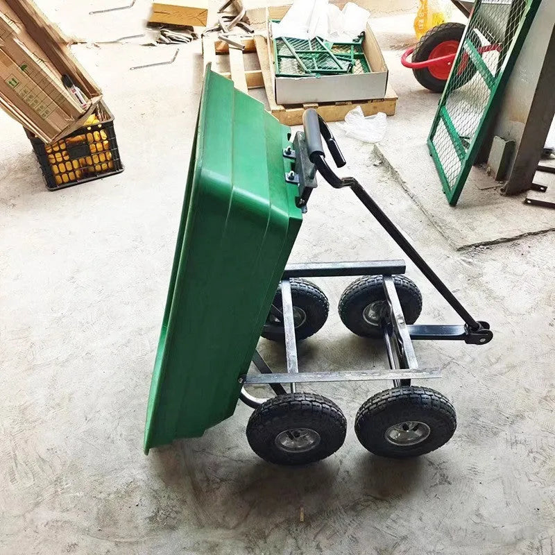 Green four-wheel plastic dumptruck model TC2145 with steel PP construction