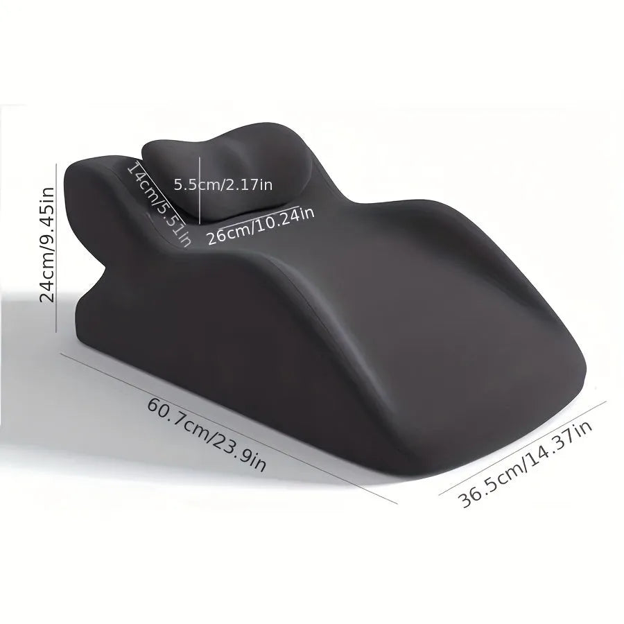 Wedge-shaped stomach sleeper pillow with arm slots shown in light grey colour