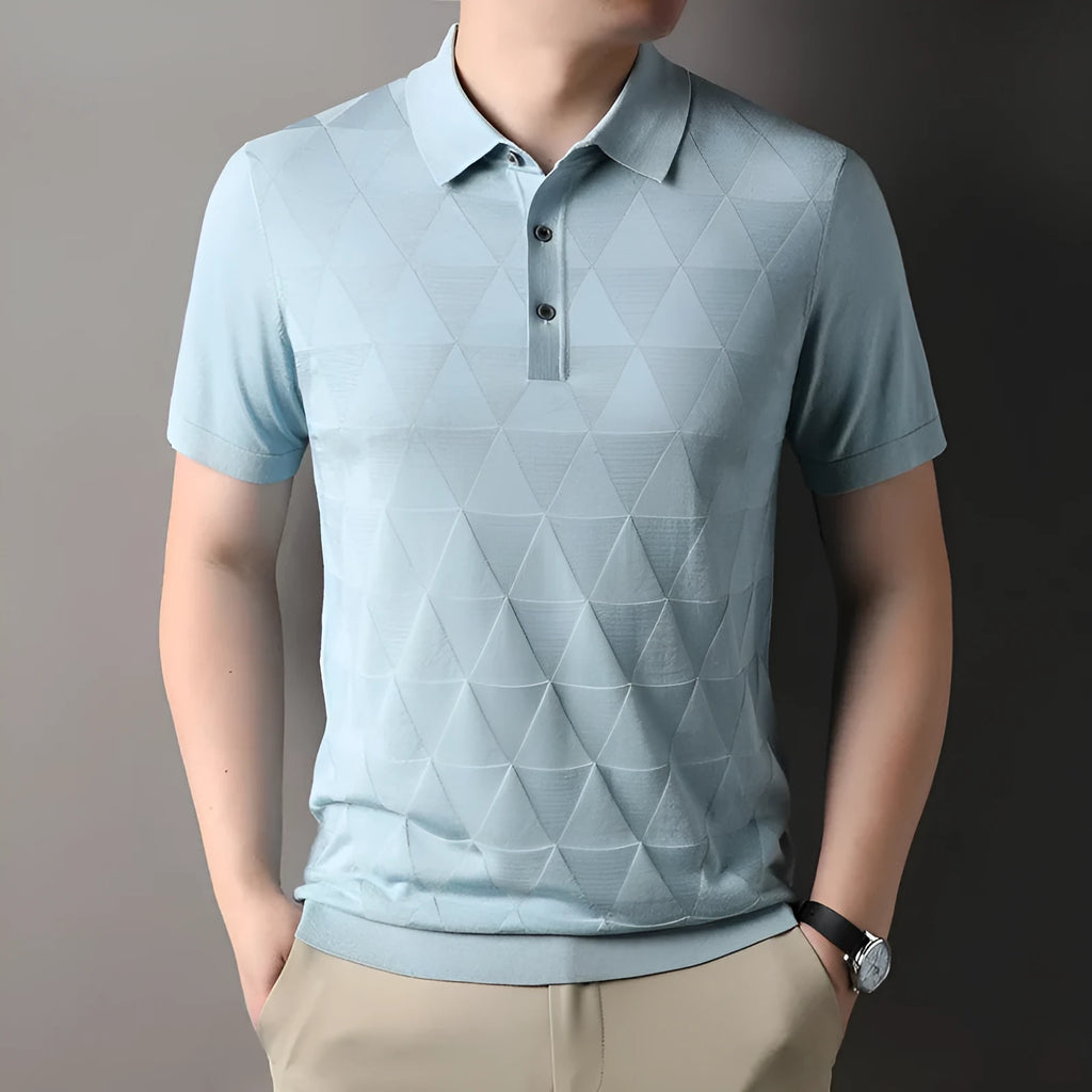 Men's thin Ice Silk short sleeve t-shirt in grey, showing regular fit and knitted lyocell fabric.