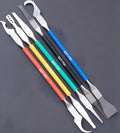 Five piece stainless steel disassembling tool set for plastic component removal with thin blade