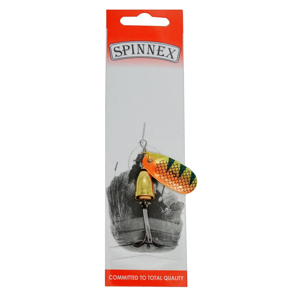 R composite metal fishing lure with copper bell and rotating sequin skirt in multiple colour options