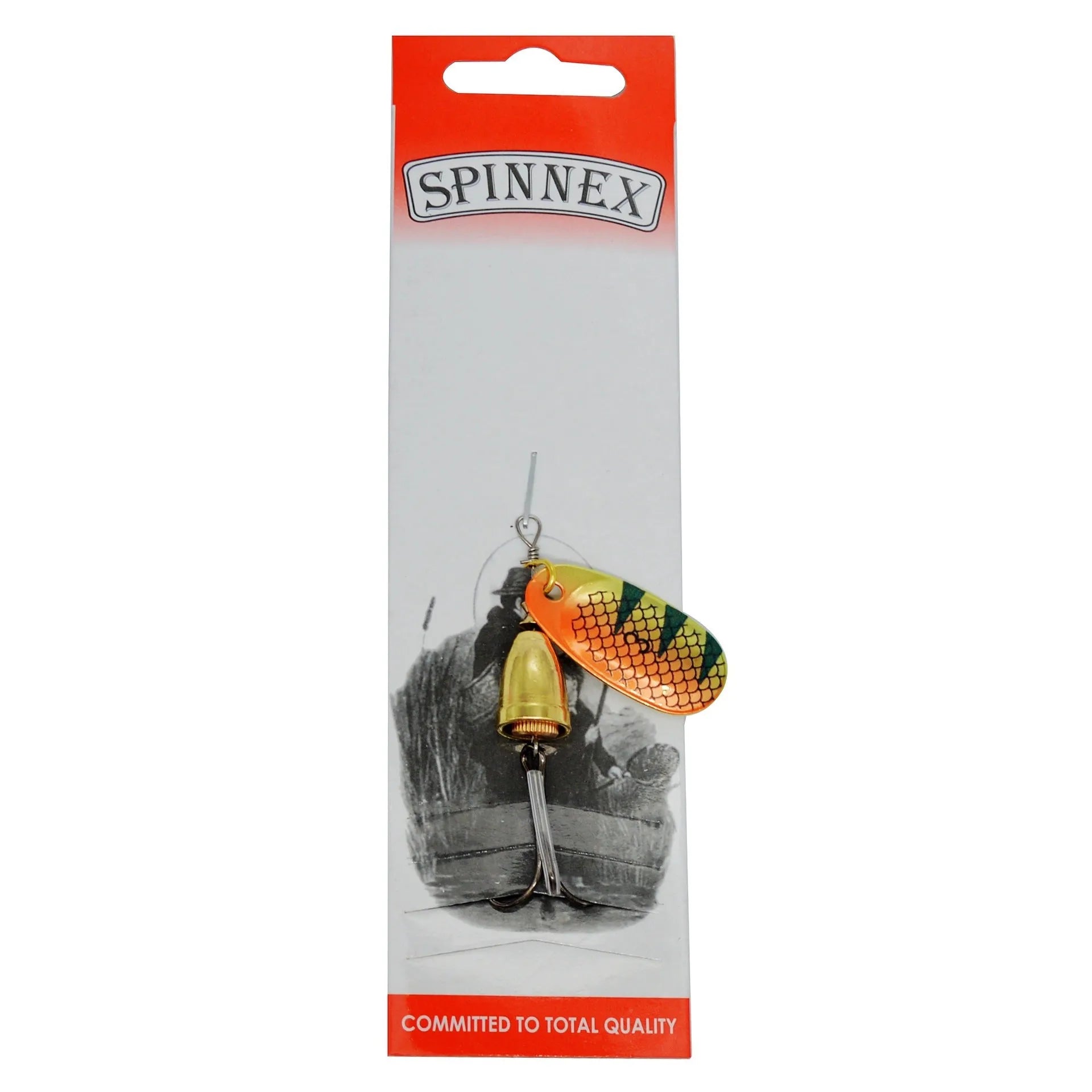 R composite metal fishing lure with copper bell and rotating sequin skirt in multiple colour options