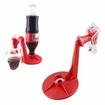 Red plastic Magic Tap soda bottle dispenser attached to a 2-litre bottle.