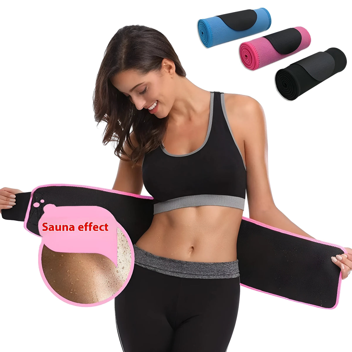 Black neoprene lumbar support belt for adult fitness and running