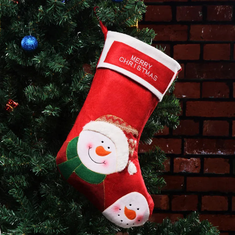 Non-woven fabric Christmas candy bag ornament with snowman design hanging as decoration