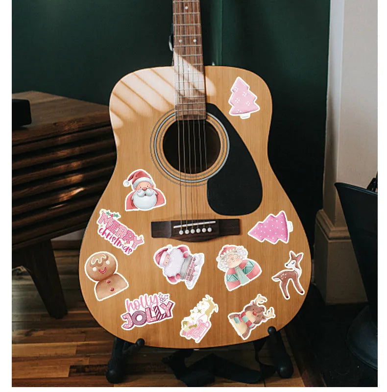 50 Christmas waterproof stickers in cute designs ranging 4-8cm for cars, phones and computers