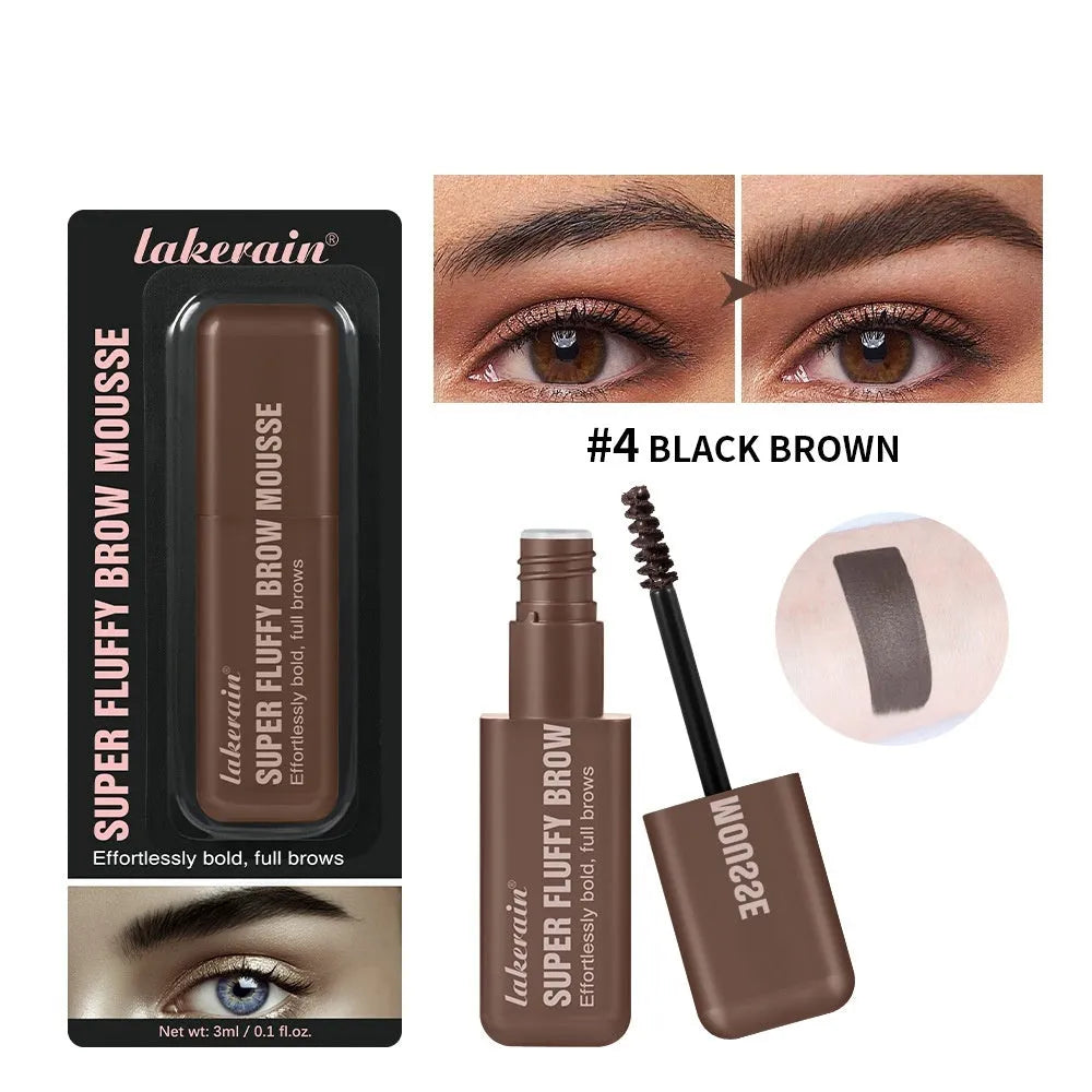 Eyebrow mousse cream tube with applicator for three-dimensional brow shaping in six colour shades