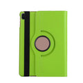 iPad rotating protective sleeve in imitation leather, showing clamshell design in solid colour options like black, blue, or pink.