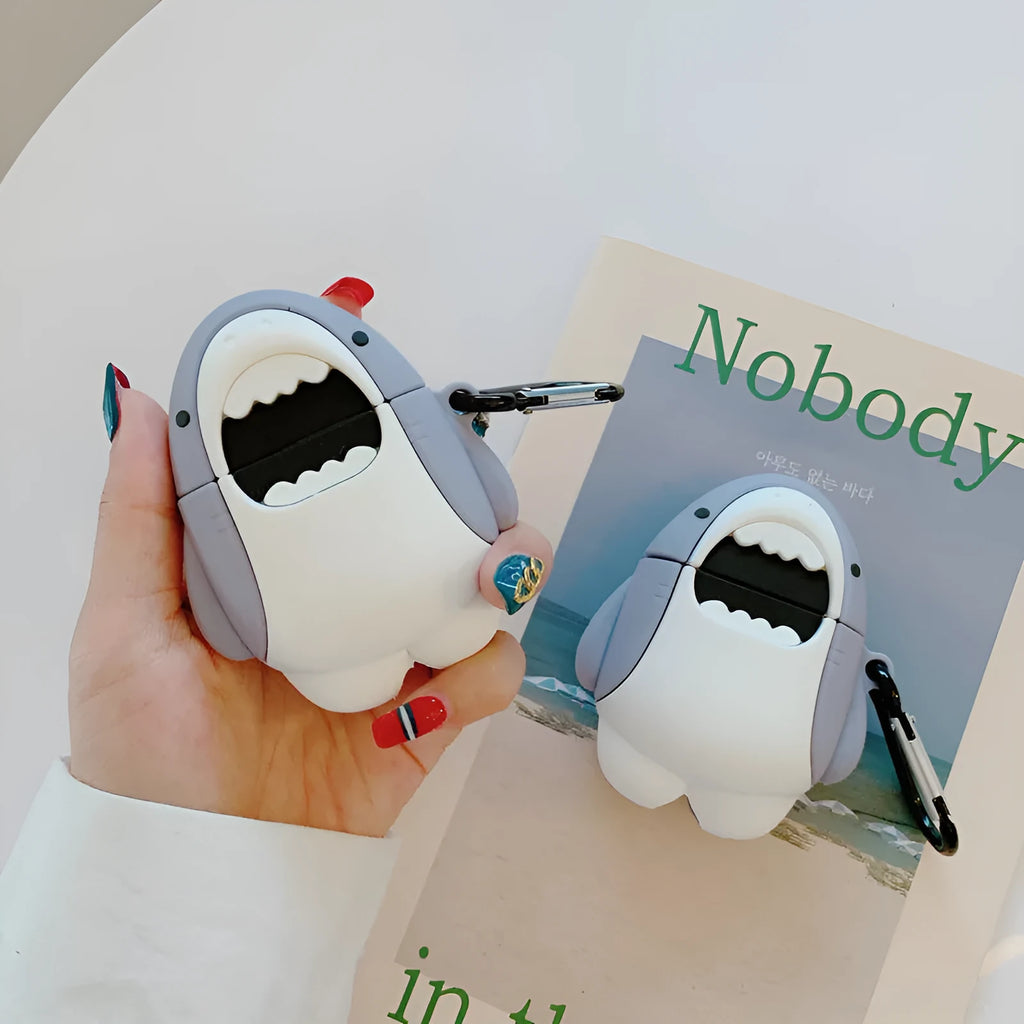 Shark design silicone protective cover for AirPods 1 and 2 charging case