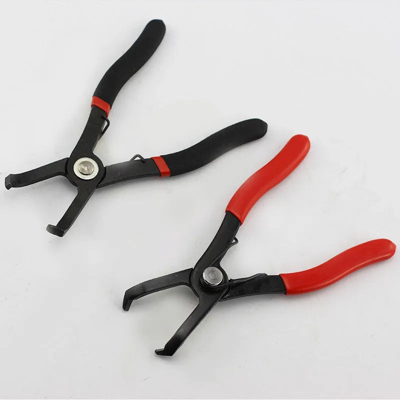 Red round nail removal pliers with PVC handles for interior panel and door nail extraction