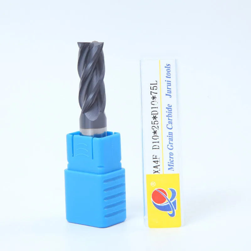 Carbide milling cutter with straight shank and four spiral cutting edges
