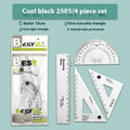 Youpai transparent acrylic ruler set with square, protractor, and straight edge rulers