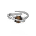Women's Saturn design open ring with adjustable opening in white gold colour finish