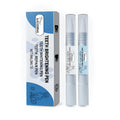 Pet teeth whitening pen set showing repair and brightening formulas with 1.3 x 12.8 cm measurements
