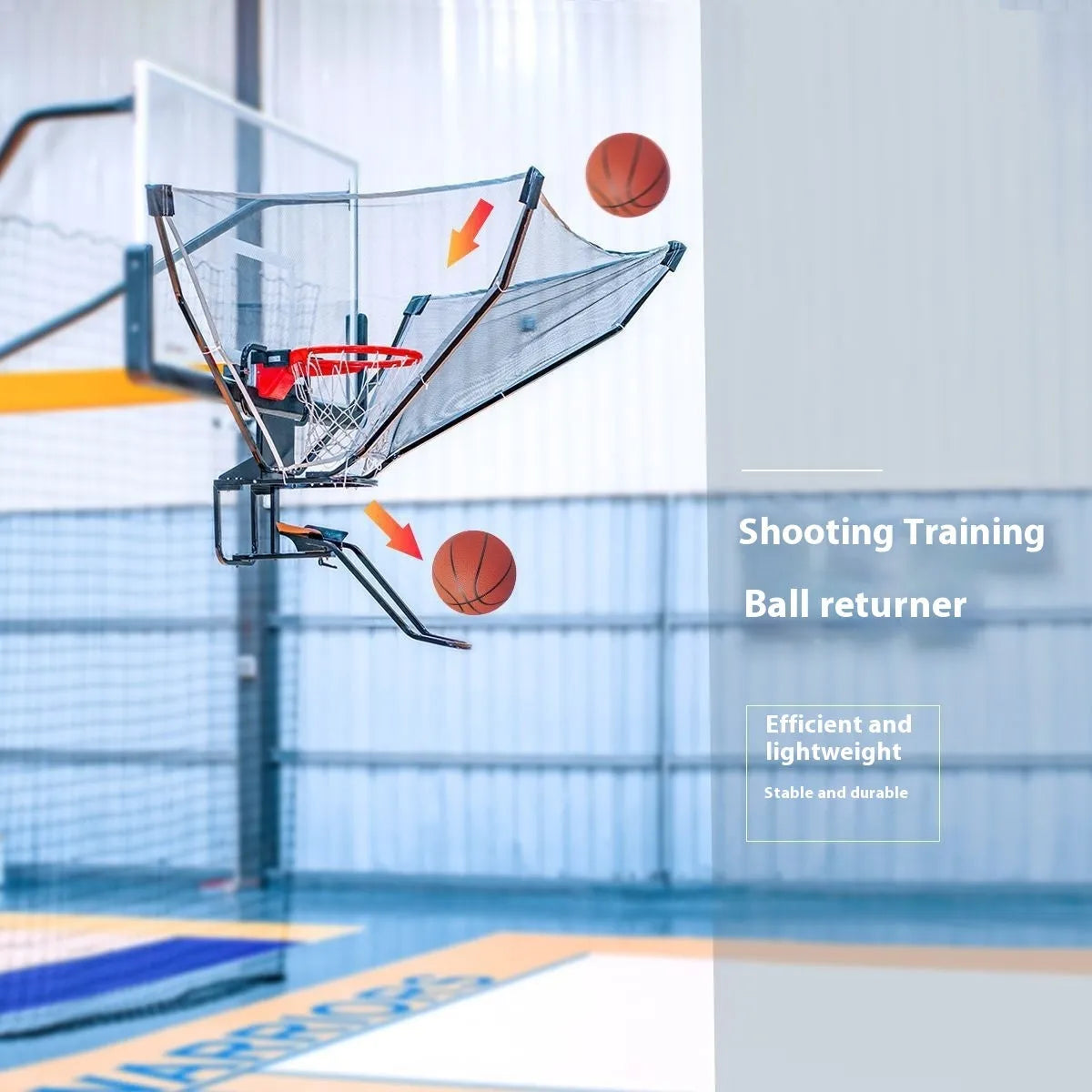 Portable automatic basketball ball return training aid in new upgrade colour, made from cowhide and iron.