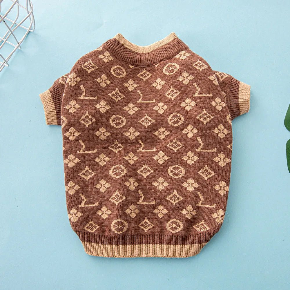 Thick wool dog sweater for autumn and winter in monochrome or two-tone colours